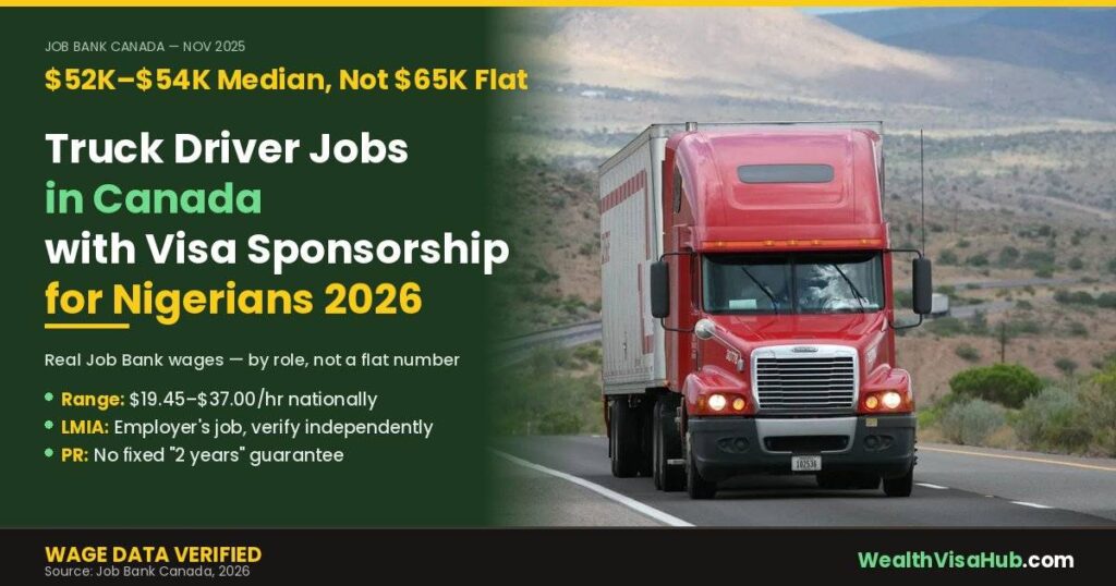 Truck on highway, truck driver jobs in Canada with visa sponsorship for Nigerians
