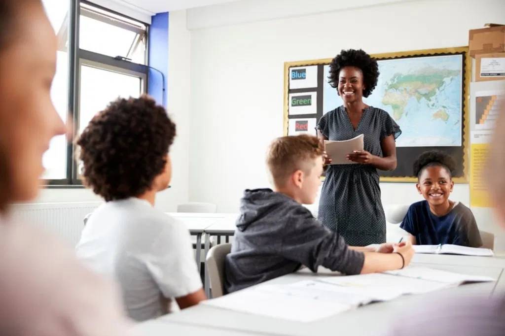 a teacher in a classroom- Teaching jobs in USA with visa sponsorship