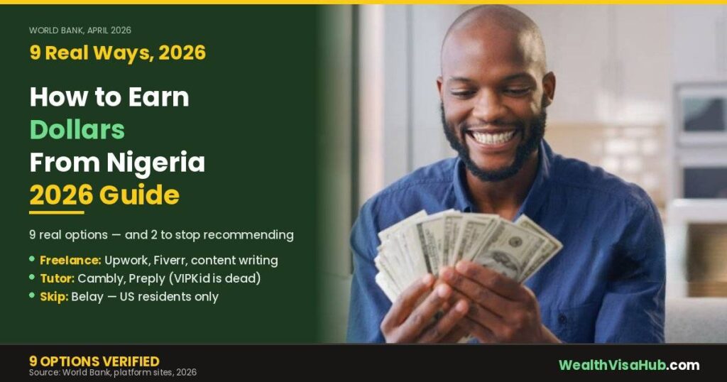 Nigerian man counting dollar cash, guide to earn dollars from Nigeria 2026