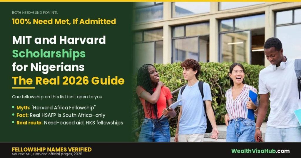 Nigerian students walking on university campus, MIT and Harvard scholarships for Nigerians